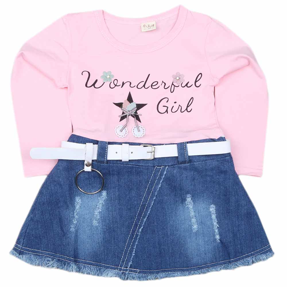 Girls Full Sleeves Frock - Light Pink, Kids, Girls Frocks, Chase Value, Chase Value