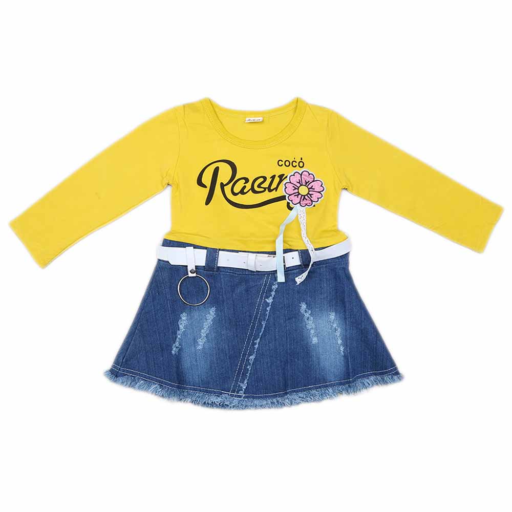 Girls Full Sleeves Frock - Yellow, Kids, Girls Frocks, Chase Value, Chase Value