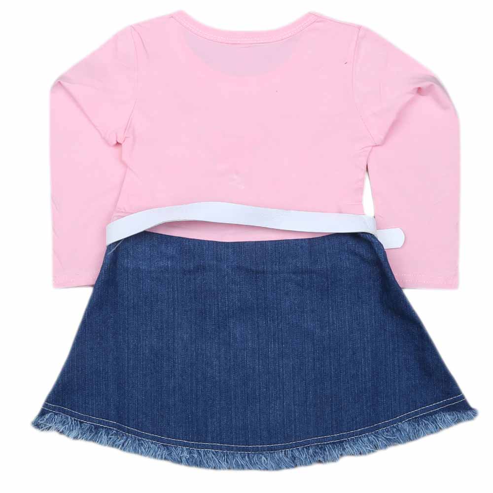 Girls Full Sleeves Frock - Light Pink, Kids, Girls Frocks, Chase Value, Chase Value