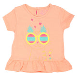 Newborn Girls Cat Palm T-Shirt - Peach, Kids, NB Girls T-Shirts, Chase Value, Chase Value