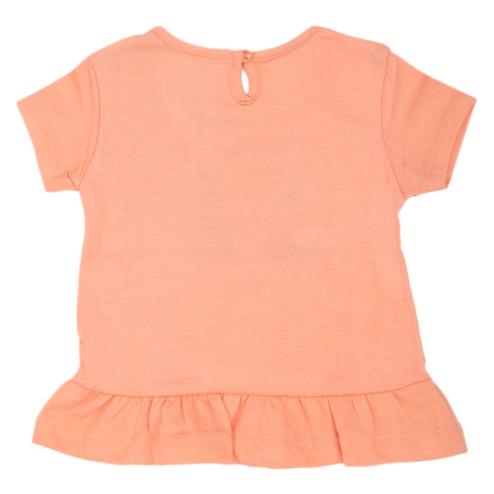 Newborn Girls Cat Palm T-Shirt - Peach, Kids, NB Girls T-Shirts, Chase Value, Chase Value