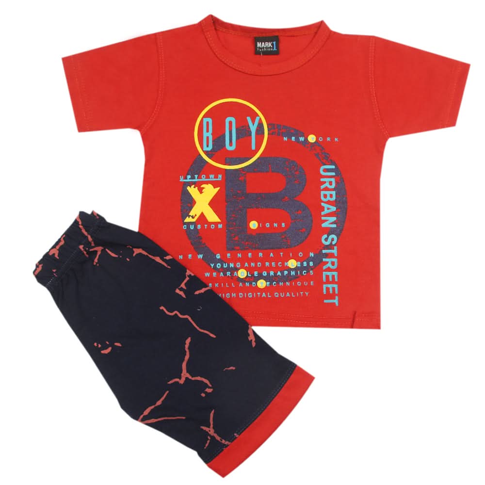 Boys Short Suit - Red, Kids, Boys Sets And Suits, Chase Value, Chase Value