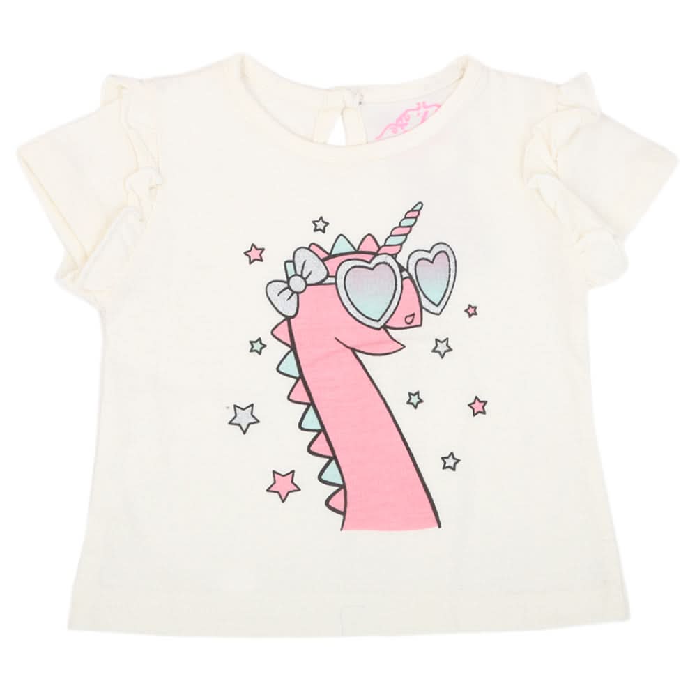 Newborn Girls Unicorn T-Shirt - Off White, Kids, NB Girls T-Shirts, Chase Value, Chase Value