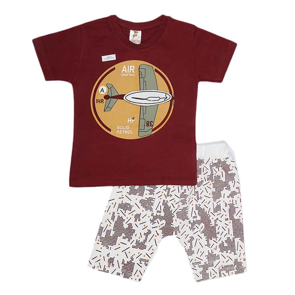 Boys Half Sleeves Suit (2209) - Maroon, Kids, Boys Sets And Suits, Chase Value, Chase Value