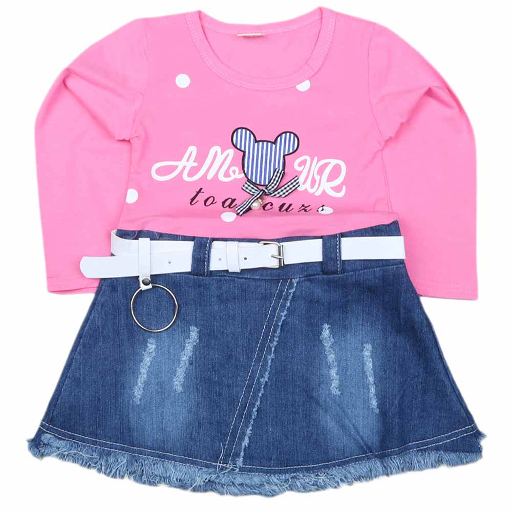 Girls Full Sleeves Frock - Pink, Kids, Girls Frocks, Chase Value, Chase Value