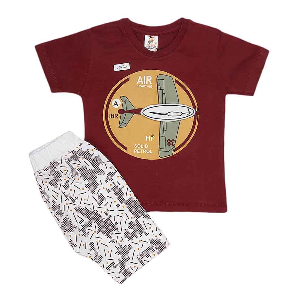 Boys Half Sleeves Suit (2209) - Maroon, Kids, Boys Sets And Suits, Chase Value, Chase Value