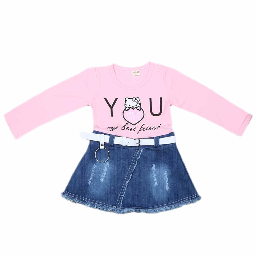 Girls Full Sleeves Frock - Light Pink, Kids, Girls Frocks, Chase Value, Chase Value