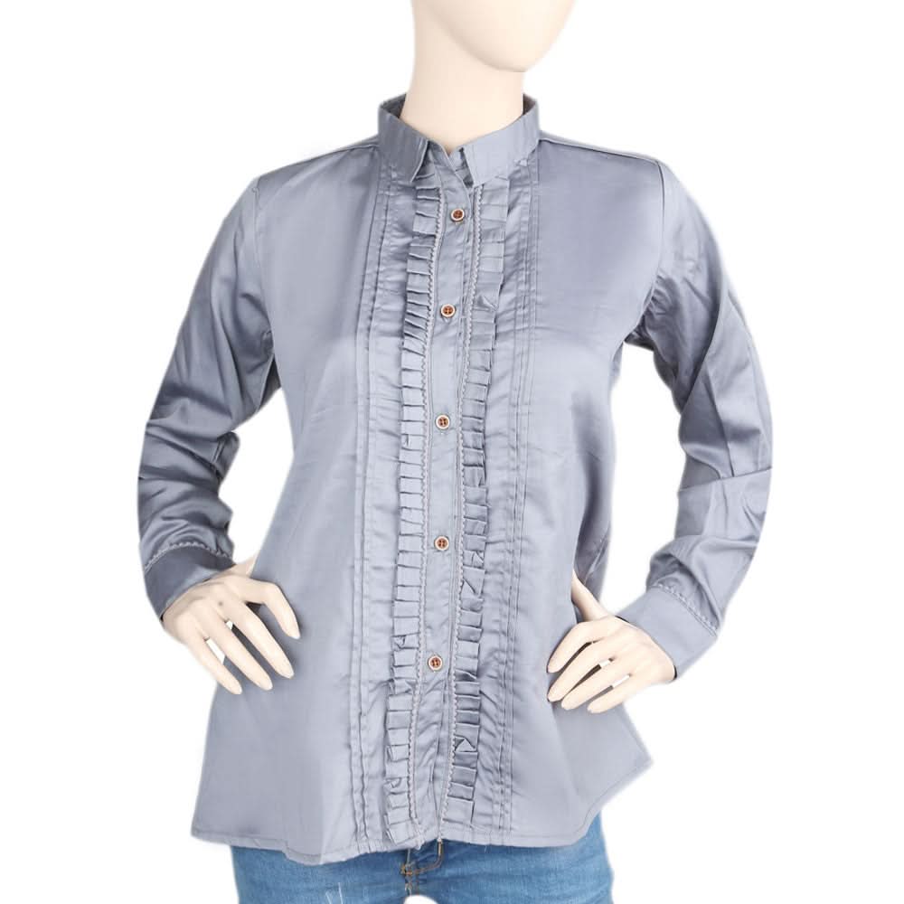 Women's Full Sleeves Casual Shirt - Steel Grey, Women, T-Shirts And Tops, Chase Value, Chase Value