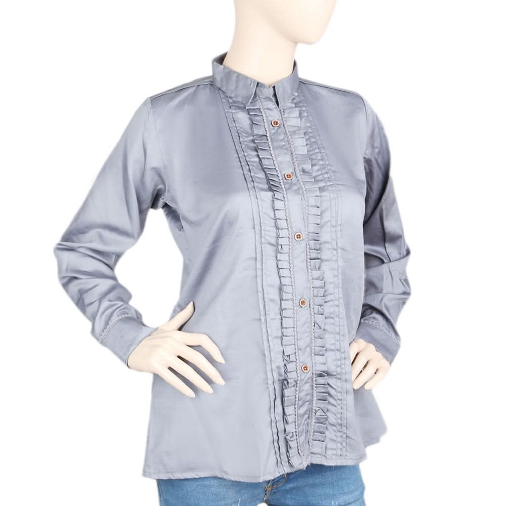 Women's Full Sleeves Casual Shirt - Steel Grey, Women, T-Shirts And Tops, Chase Value, Chase Value