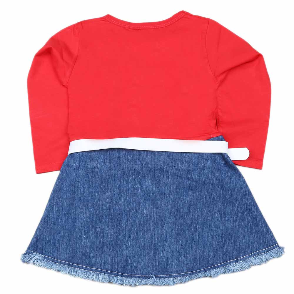 Girls Full Sleeves Frock - Red, Kids, Girls Frocks, Chase Value, Chase Value