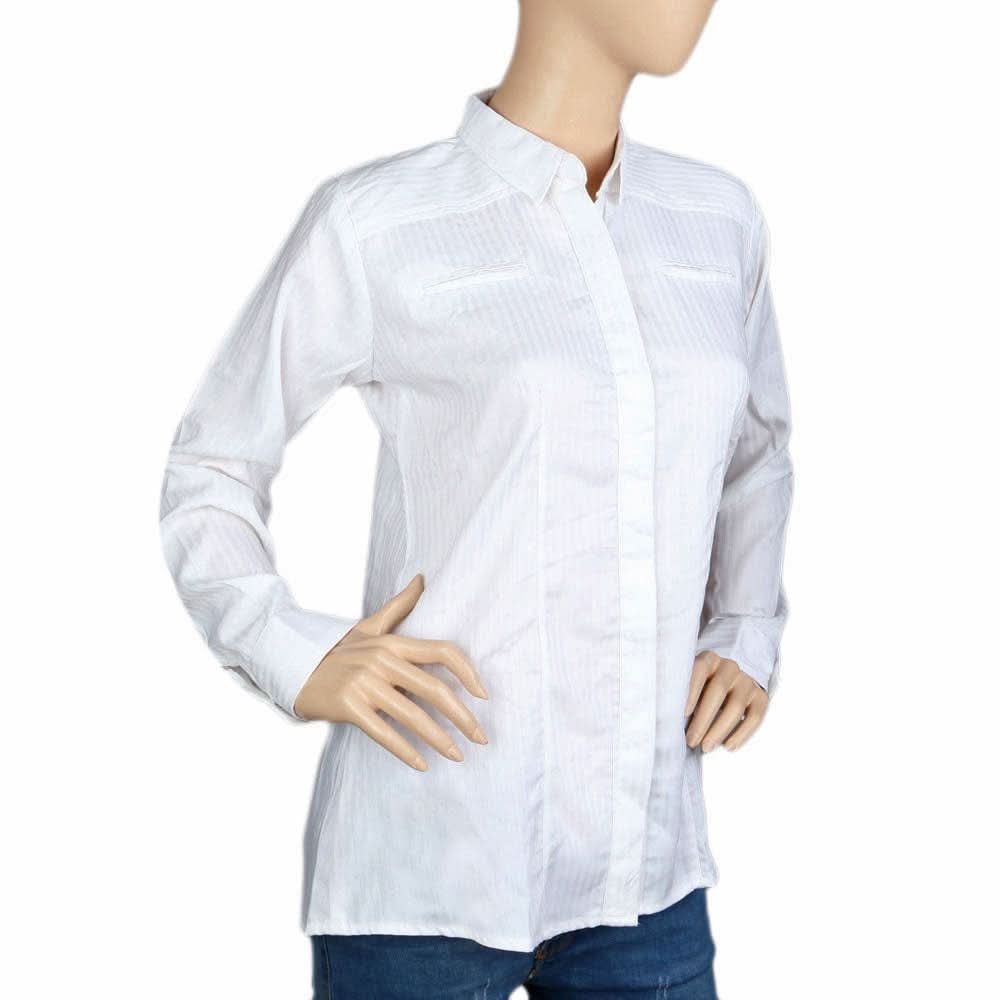 Women's Full Sleeves Casual Shirt - White, Women, T-Shirts And Tops, Chase Value, Chase Value