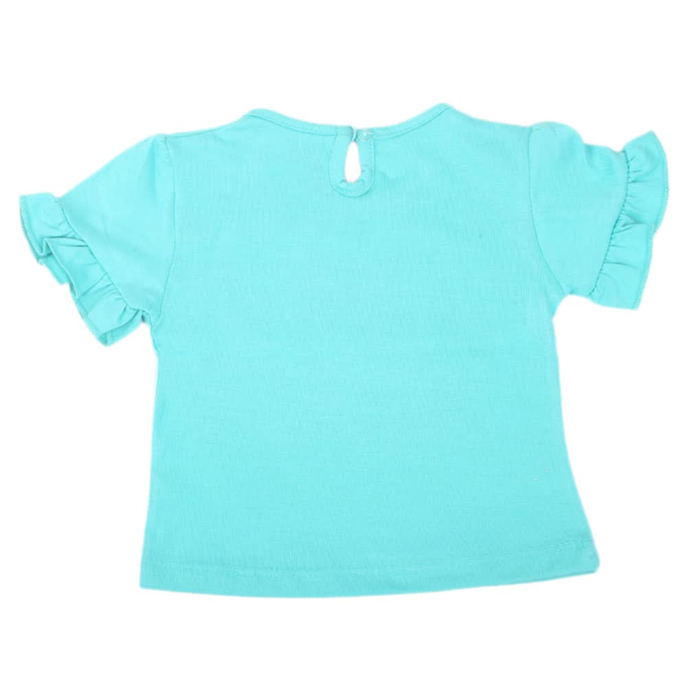 Newborn Girls Cat Eye T-Shirt - Sea Green, Kids, NB Girls T-Shirts, Chase Value, Chase Value