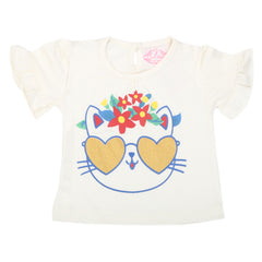 Newborn Girls Cat Eye T-Shirt - White, Kids, NB Girls T-Shirts, Chase Value, Chase Value