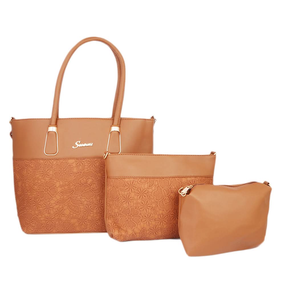 Women's Handbag 3Pcs 223-8 - Light Brown, Women, Bags, Chase Value, Chase Value