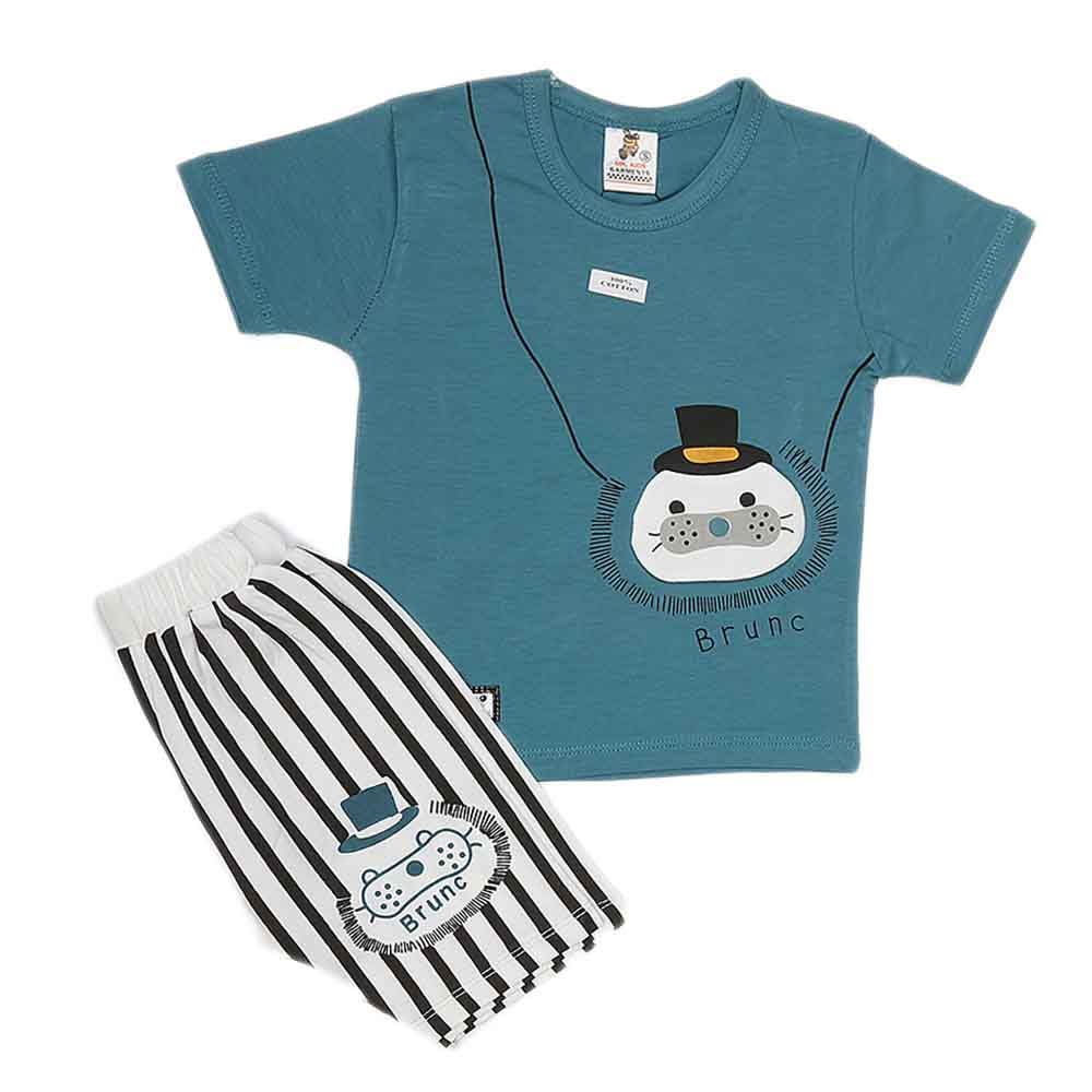 Boys Half Sleeves Suit (2338) - Steel Blue, Kids, Boys Sets And Suits, Chase Value, Chase Value