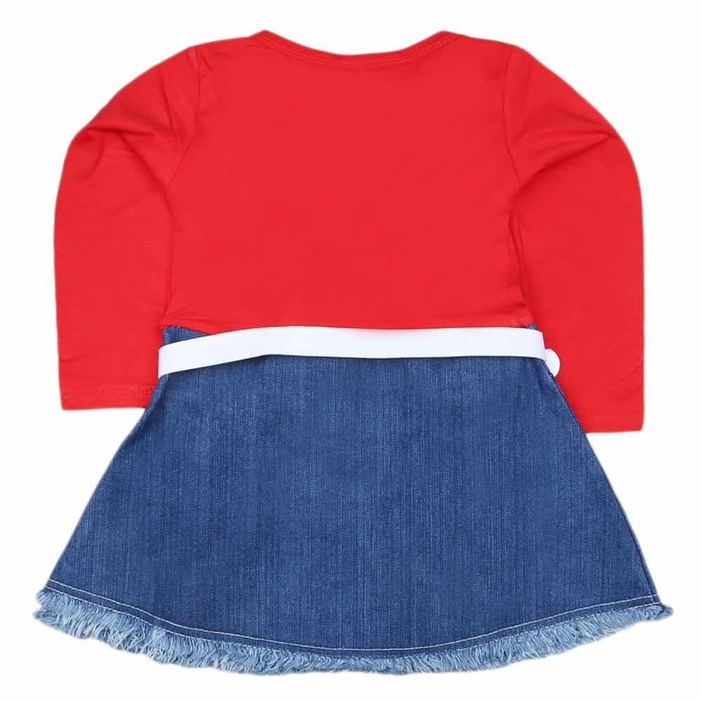 Girls Full Sleeves Frock - Red, Kids, Girls Frocks, Chase Value, Chase Value