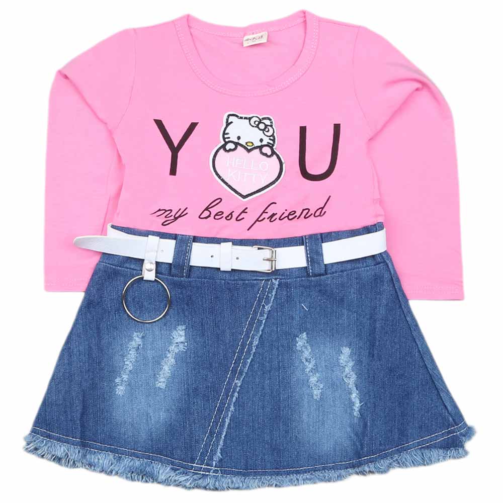Girls Full Sleeves Frock - Pink, Kids, Girls Frocks, Chase Value, Chase Value