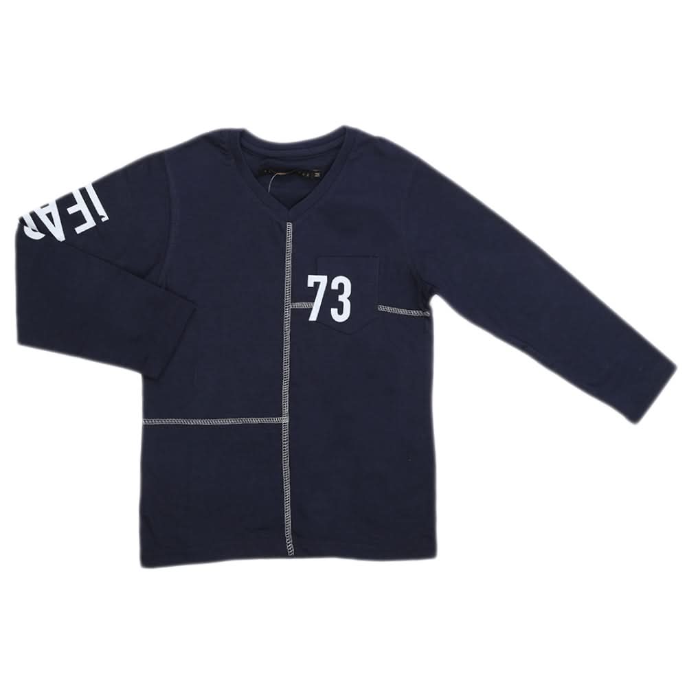 Boys Full Sleeves T-Shirt - Navy Blue, Kids, Boys T-Shirts, Chase Value, Chase Value