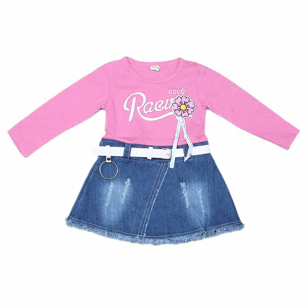 Girls Full Sleeves Frock - Pink, Kids, Girls Frocks, Chase Value, Chase Value