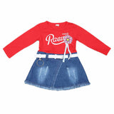 Girls Full Sleeves Frock - Red, Kids, Girls Frocks, Chase Value, Chase Value