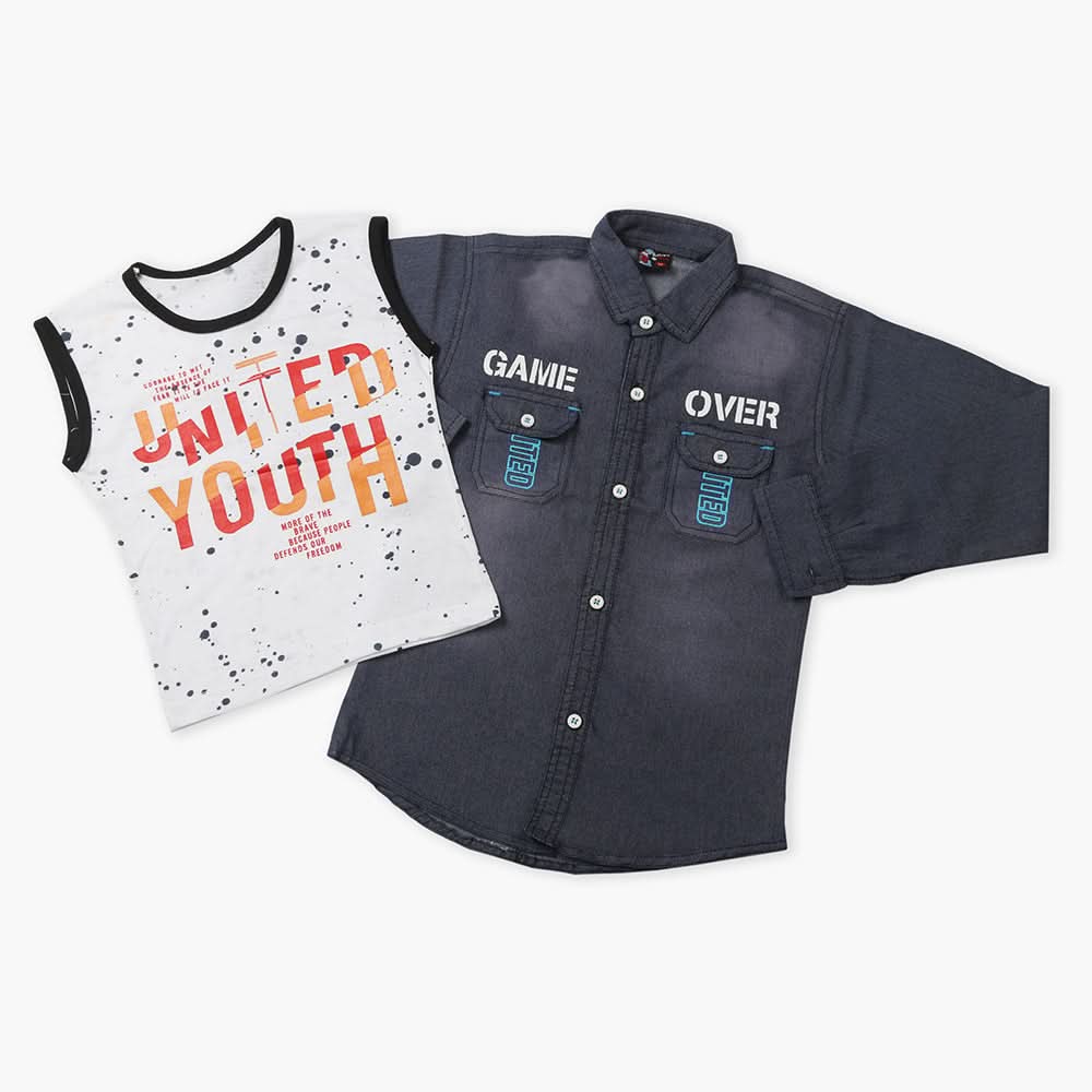 Boys Full Sleeves Denim Shirt - Blue, Boys Shirts, Chase Value, Chase Value
