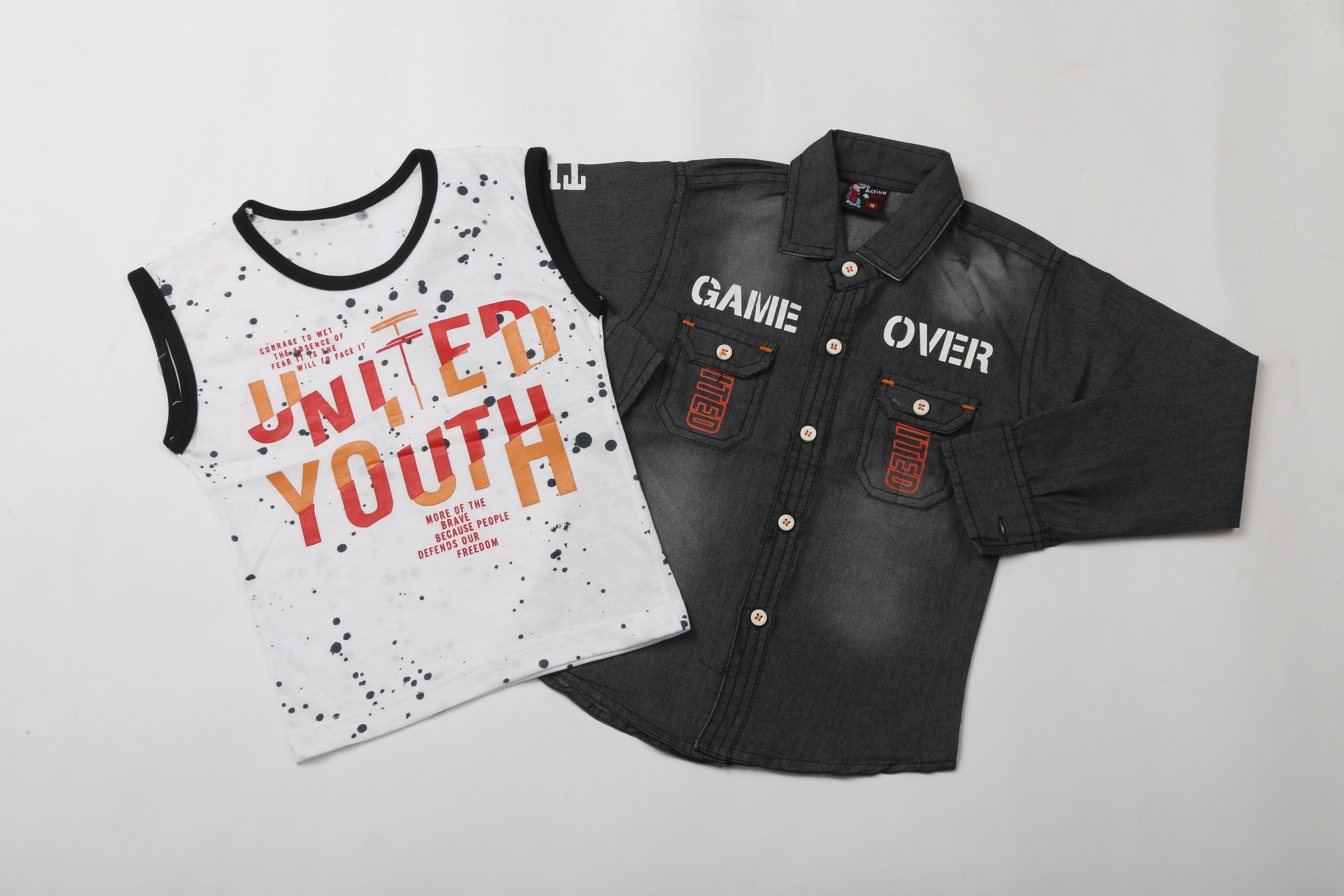 Boys Full Sleeves Denim Shirt - Dark Grey, Boys Shirts, Chase Value, Chase Value
