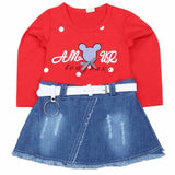 Girls Full Sleeves Frock - Red, Kids, Girls Frocks, Chase Value, Chase Value