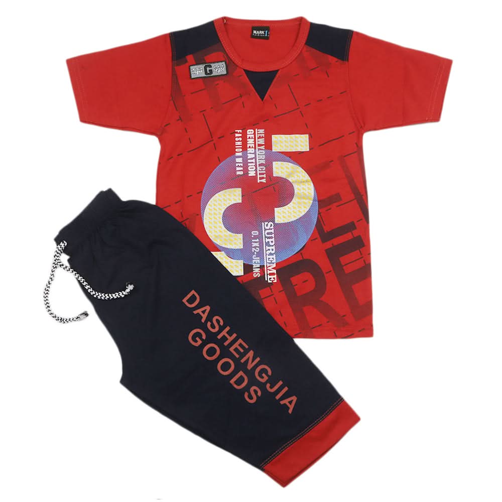 Boys Short Suit - Red, Kids, Boys Sets And Suits, Chase Value, Chase Value