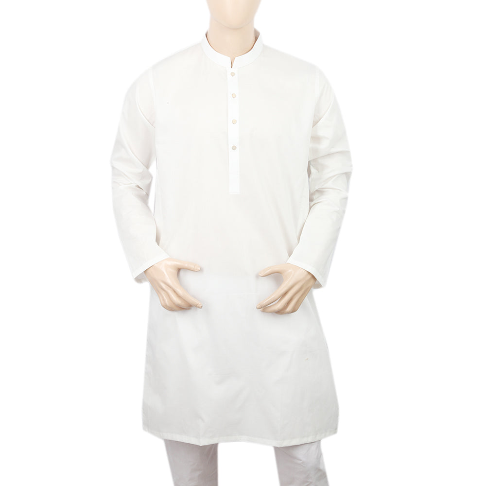 Men's Eminent Trim Fit Plain Kurta - Off White, Men, Kurtas, Eminent, Chase Value