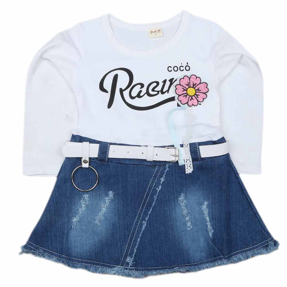 Girls Full Sleeves Frock - White, Kids, Girls Frocks, Chase Value, Chase Value