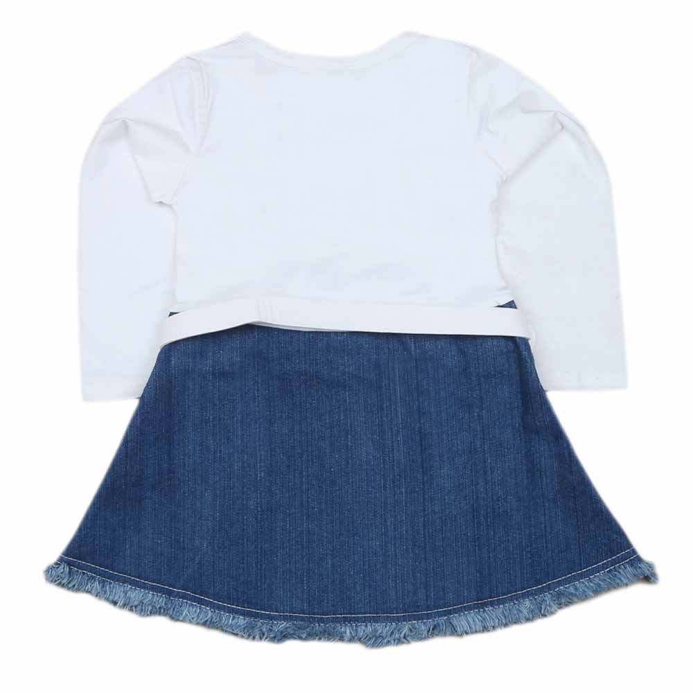 Girls Full Sleeves Frock - White, Kids, Girls Frocks, Chase Value, Chase Value