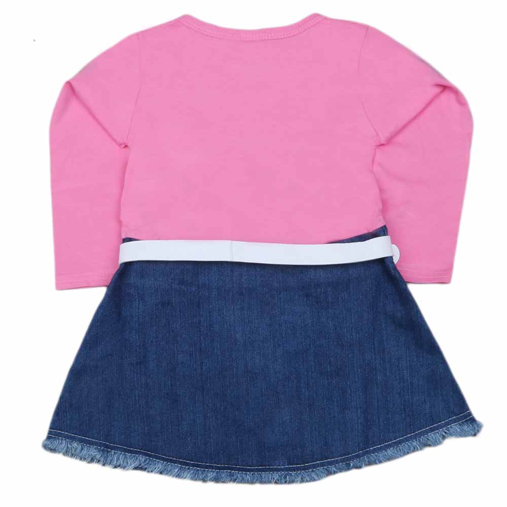 Girls Full Sleeves Frock - Pink, Kids, Girls Frocks, Chase Value, Chase Value