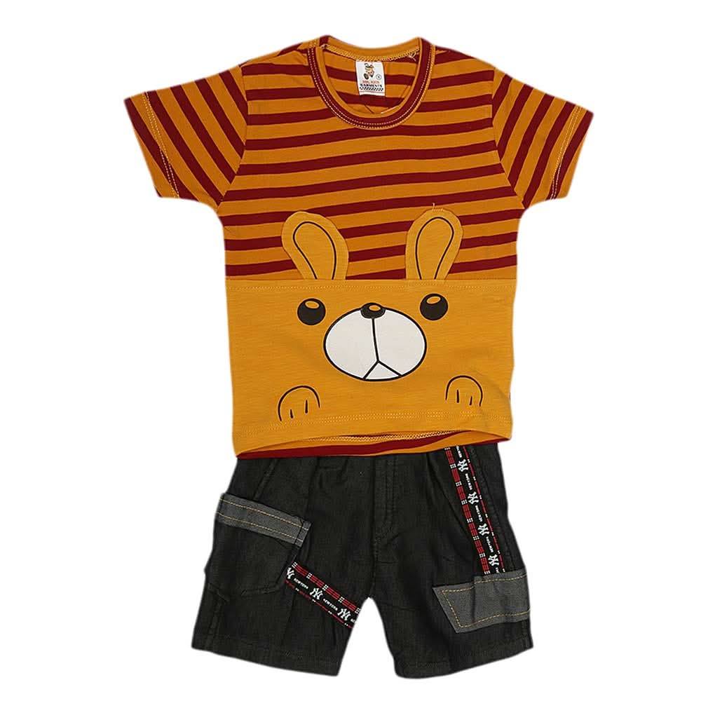 Boys Half Sleeves Suit (2211) - Mustard, Kids, Boys Sets And Suits, Chase Value, Chase Value