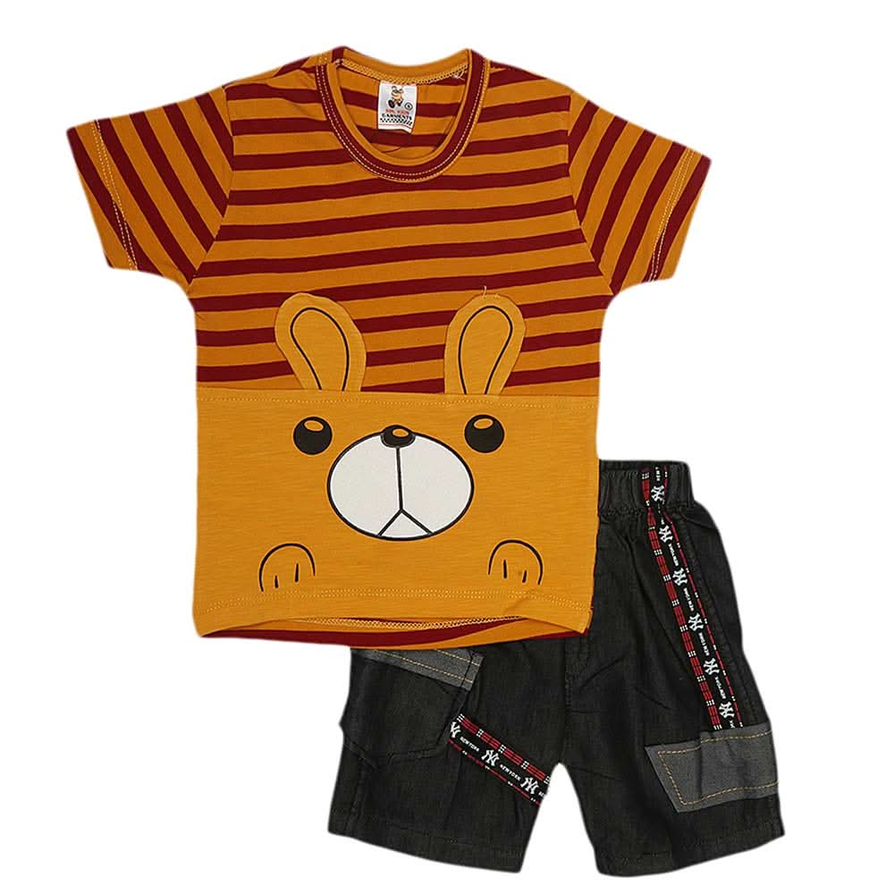 Boys Half Sleeves Suit (2211) - Mustard, Kids, Boys Sets And Suits, Chase Value, Chase Value