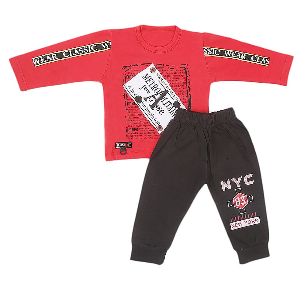 Newborn Boys Suit Full Sleeves (01027) - Red, Kids, NB Boys Sets And Suits, Chase Value, Chase Value
