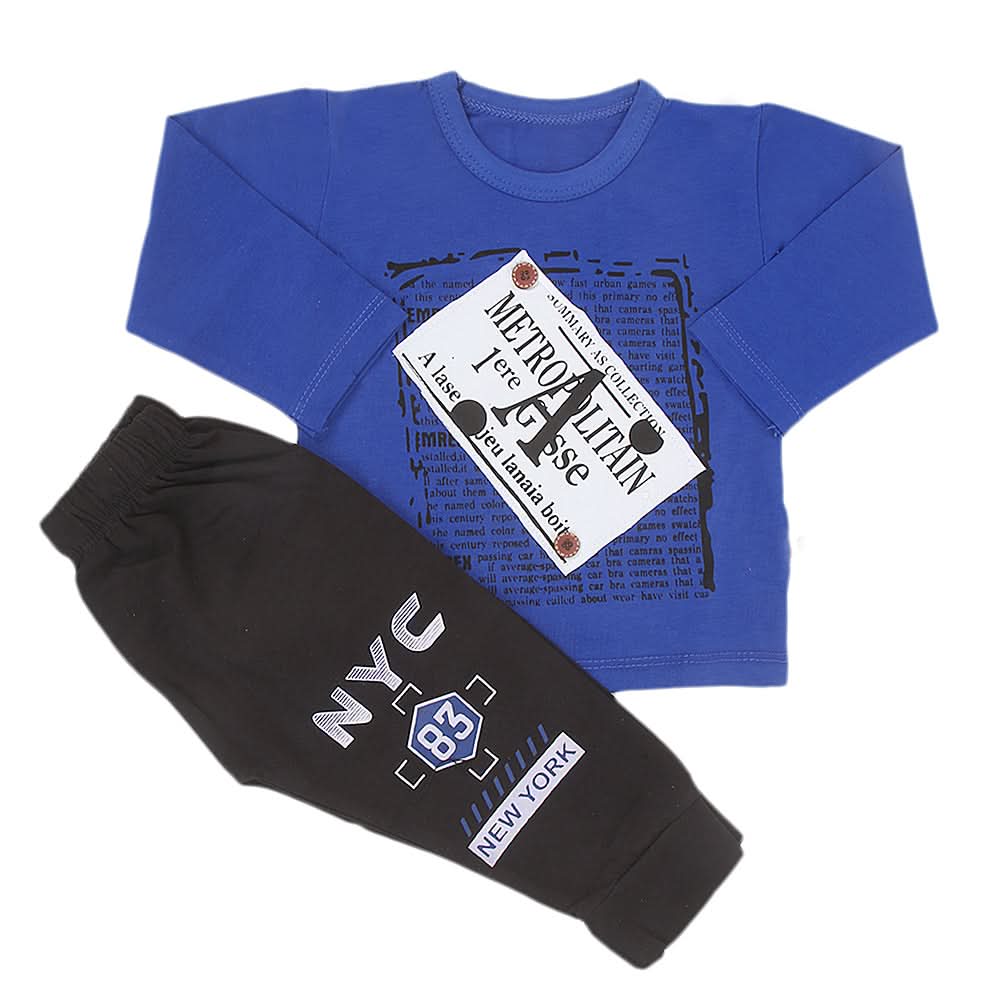 Newborn Boys Suit Full Sleeves (01027) - Royal Blue, Kids, NB Boys Sets And Suits, Chase Value, Chase Value