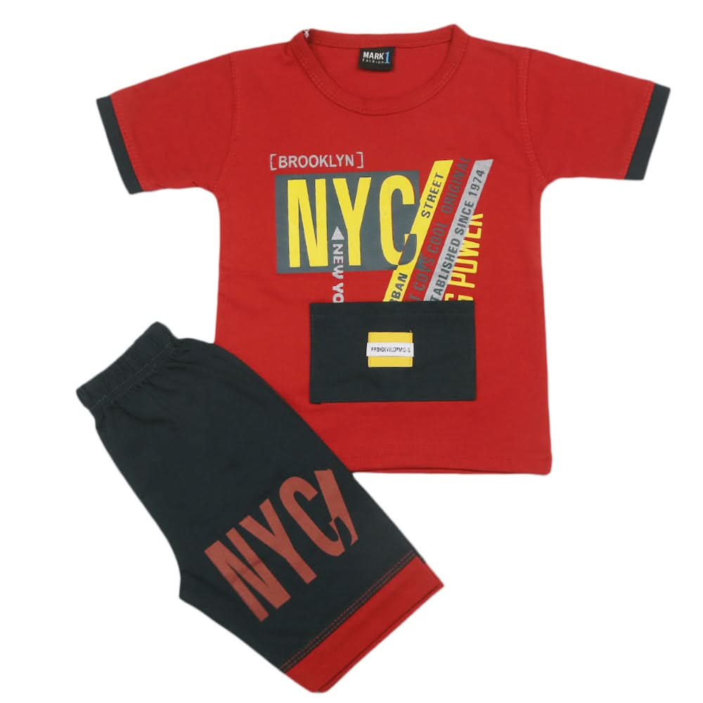 Boys Short Suit - Red, Kids, Boys Sets And Suits, Chase Value, Chase Value