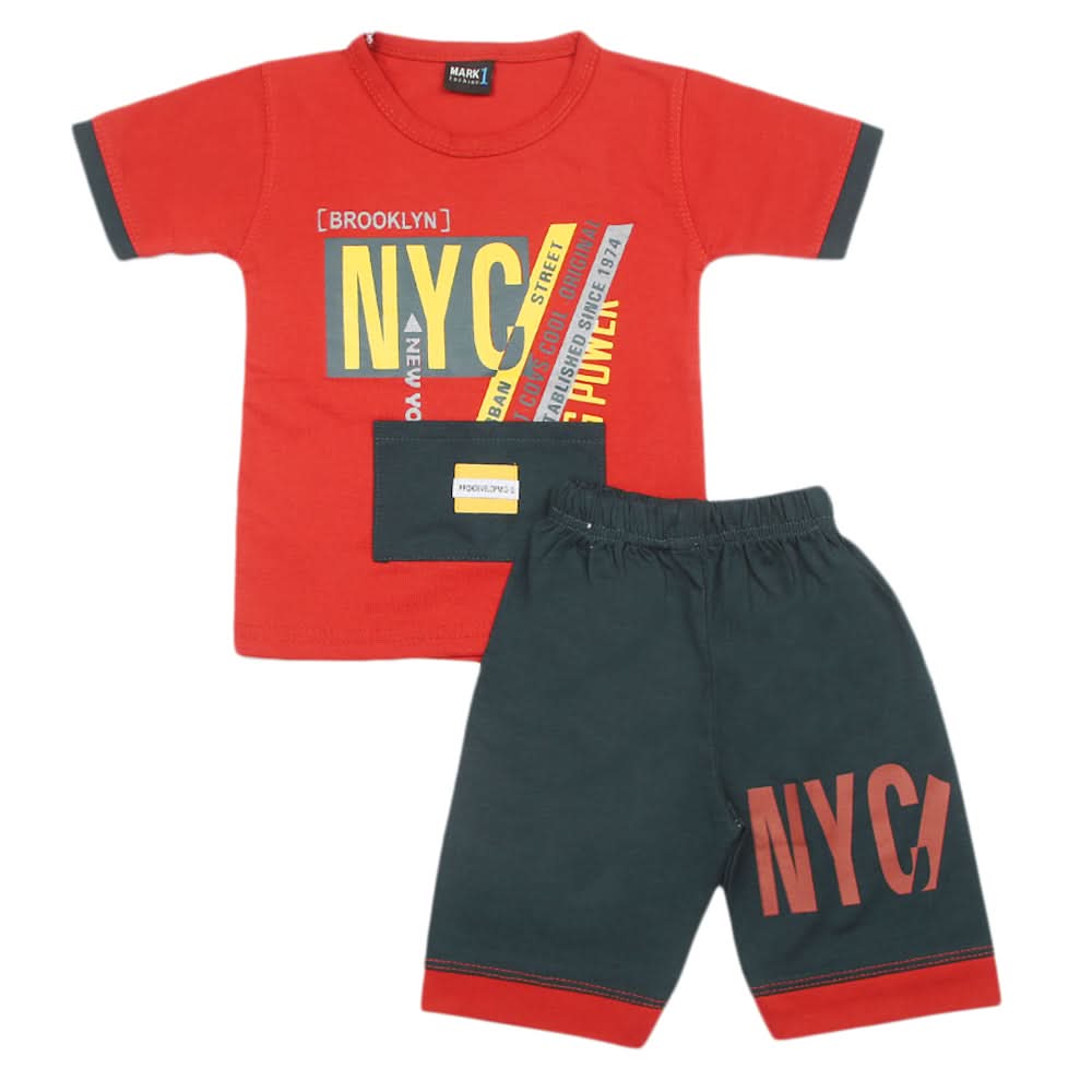 Boys Short Suit - Red, Kids, Boys Sets And Suits, Chase Value, Chase Value