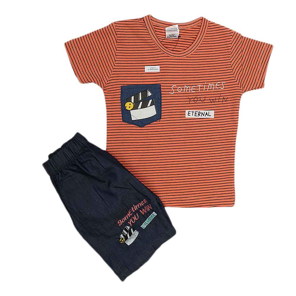 Boys Half Sleeves Suit (2207) - Peach, Kids, Boys Sets And Suits, Chase Value, Chase Value