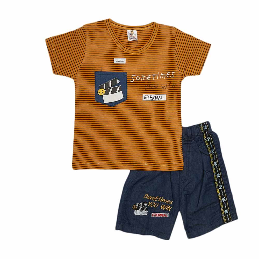 Boys Half Sleeves Suit (2207) - Mustard, Kids, Boys Sets And Suits, Chase Value, Chase Value