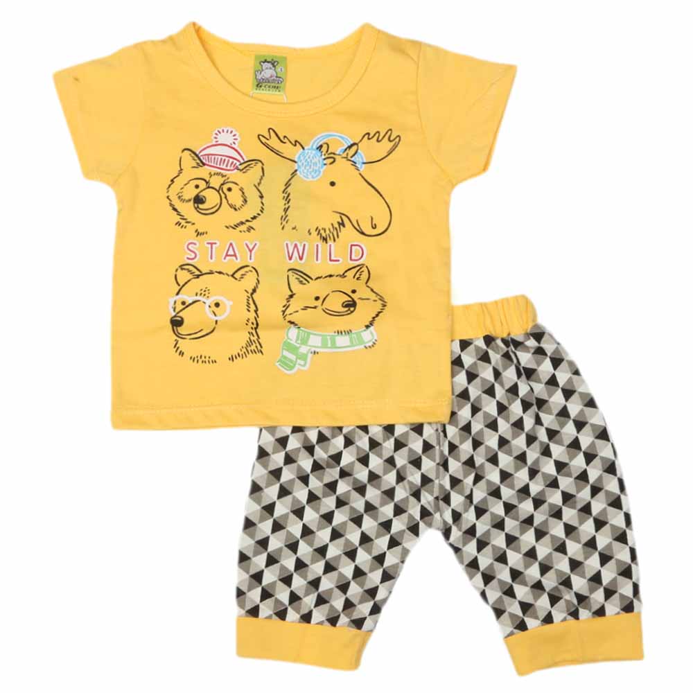 Newborn Boys Half Sleeves Suit - Yellow, Kids, NB Boys Sets And Suits, Chase Value, Chase Value