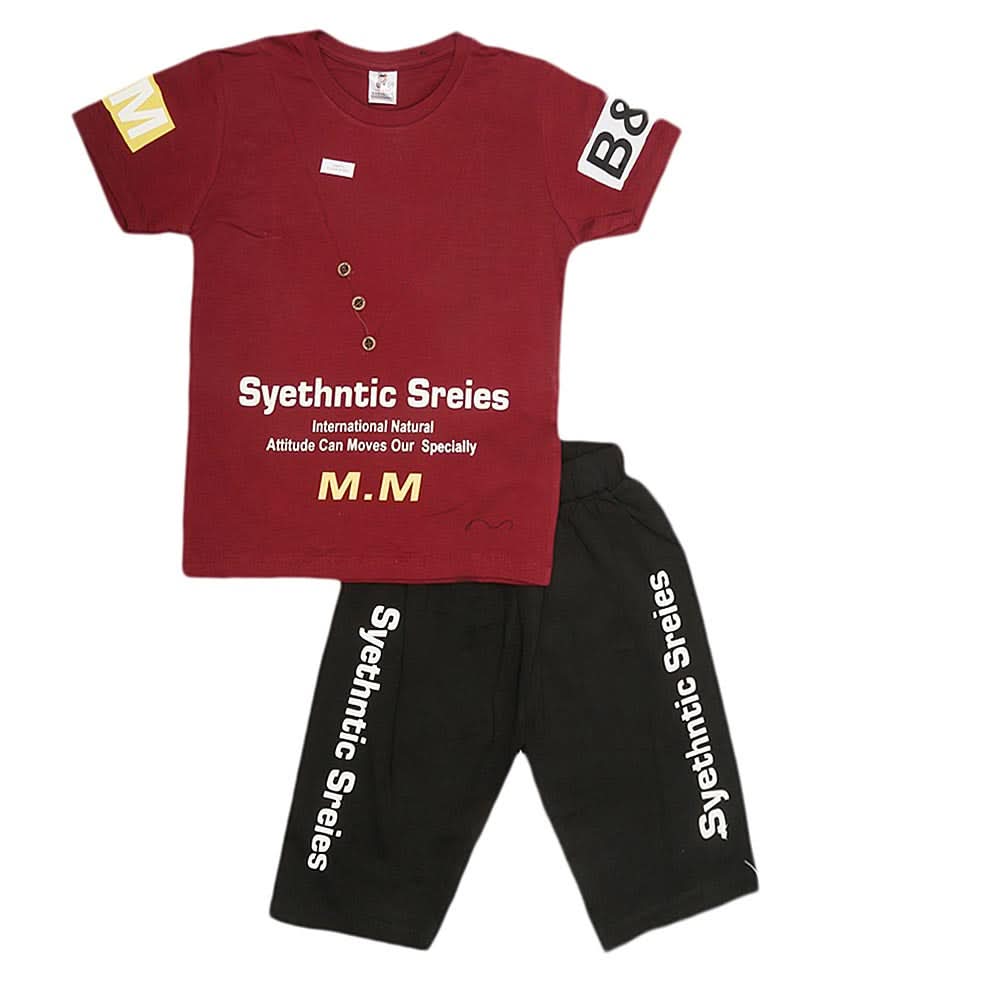 Boys Half Sleeves Suit (2226) - Maroon, Kids, Boys Sets And Suits, Chase Value, Chase Value