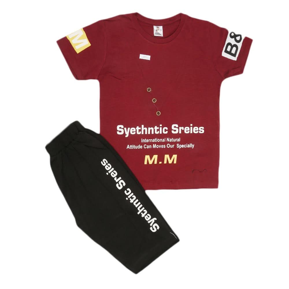 Boys Half Sleeves Suit (2226) - Maroon, Kids, Boys Sets And Suits, Chase Value, Chase Value