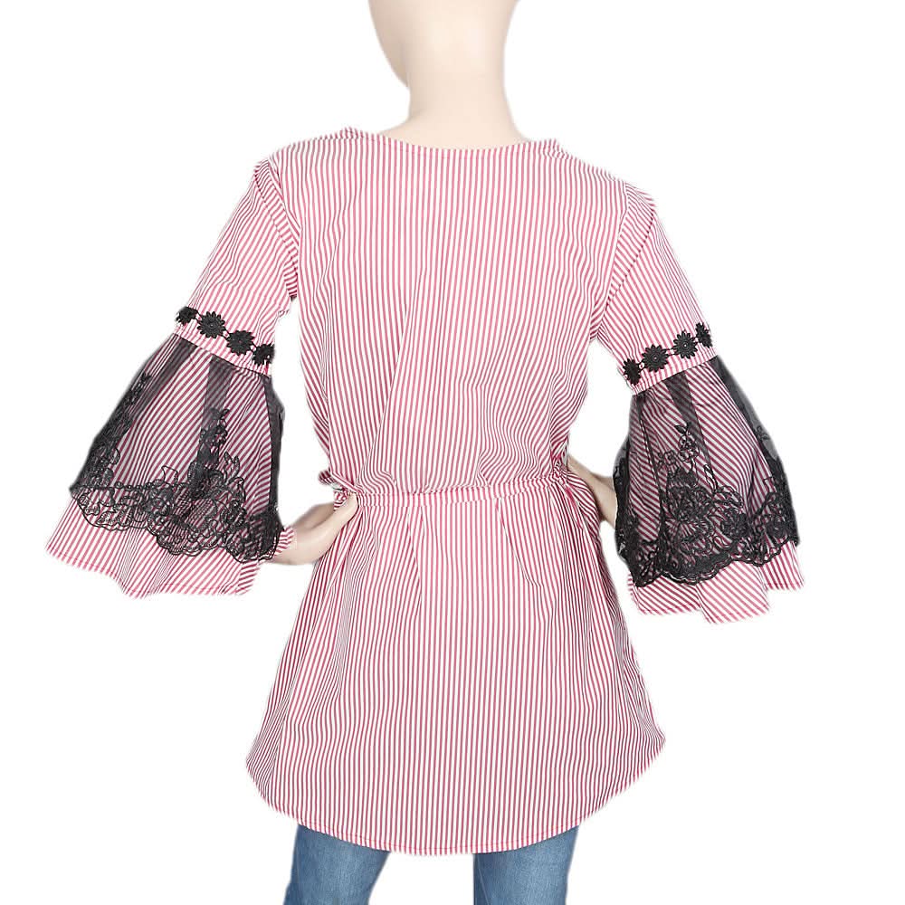 Women's Stripe Kurti - Red, Women, Ready Kurtis, Chase Value, Chase Value