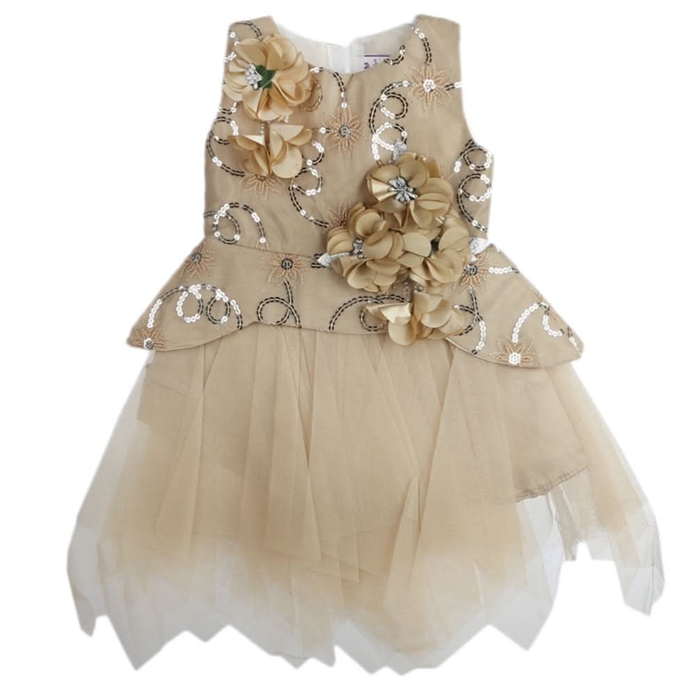 Girls Fancy Frock - Beige, Kids, Girls Frocks, Chase Value, Chase Value