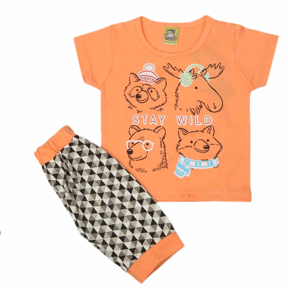 Newborn Boys Half Sleeves Suit - Orange, Kids, NB Boys Sets And Suits, Chase Value, Chase Value