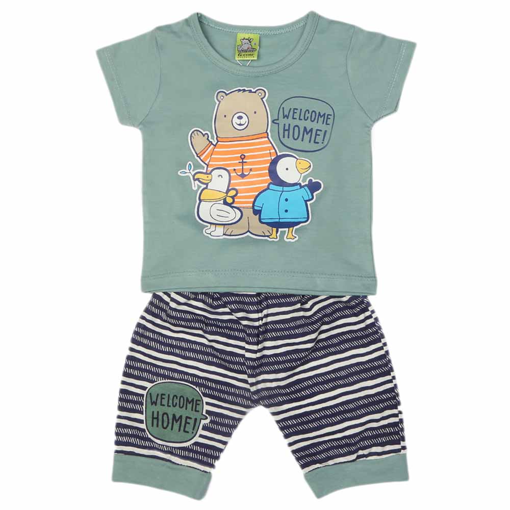 Newborn Boys Half Sleeves Suit - Steel Blue, Kids, NB Boys Sets And Suits, Chase Value, Chase Value