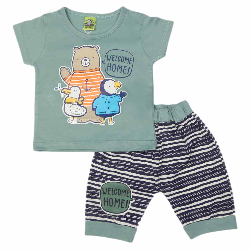 Newborn Boys Half Sleeves Suit - Steel Blue, Kids, NB Boys Sets And Suits, Chase Value, Chase Value