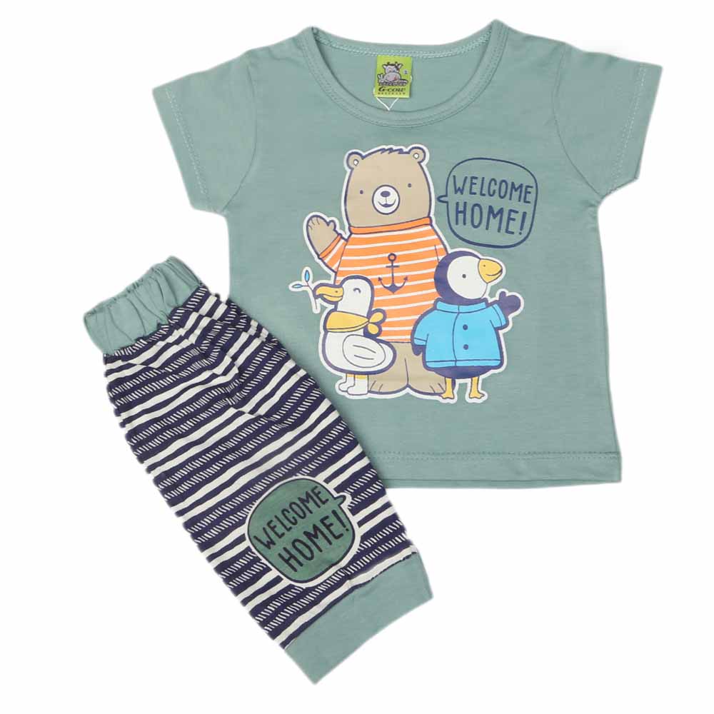 Newborn Boys Half Sleeves Suit - Steel Blue, Kids, NB Boys Sets And Suits, Chase Value, Chase Value