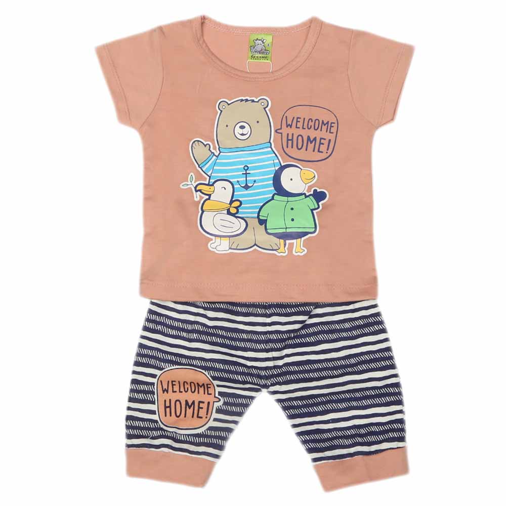 Newborn Boys Half Sleeves Suit - Peach, Kids, NB Boys Sets And Suits, Chase Value, Chase Value